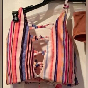 Bikini Top Striped Halter Swim Top